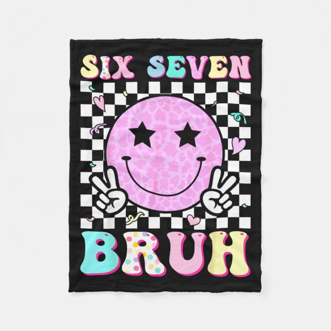 Funny 67 Meme Happy Face 6-7 Boys Kids Teens Six S Fleecefilt (Framsidan)