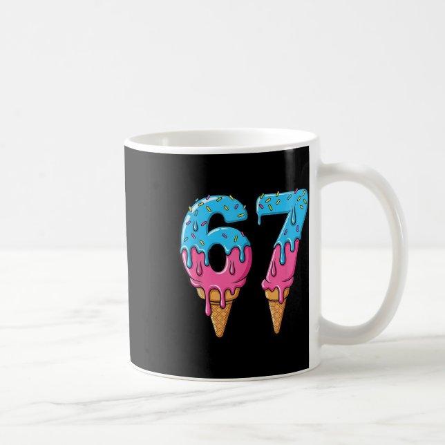 Funny 67 Meme Ice Cream Drip Six Seven Gen Z  Kaffemugg (Höger)