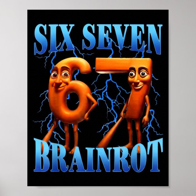Funny 67 Meme Italian Brainrot Tung Tung Sahur Six Poster (Framsidan)
