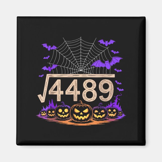 Funny 67 Meme Math Teacher 6 7 Halloween Square Ro Magnet (Framsidan)