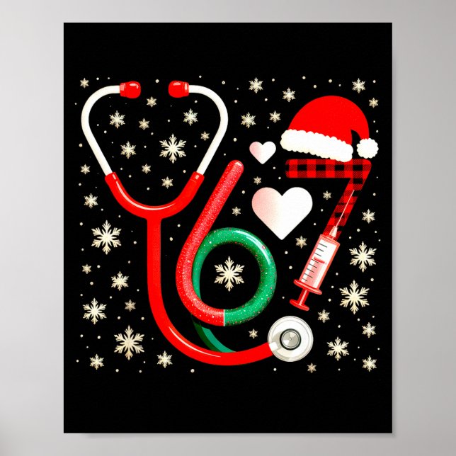 Funny 67 Meme Nurse Six Seven Nursing Festive Chri Poster (Framsidan)