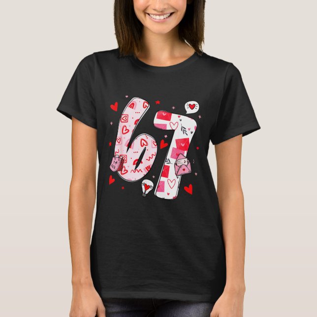 Funny 67 Meme Six Seven 6 7 Valentine Hearts  T Shirt (Framsida)