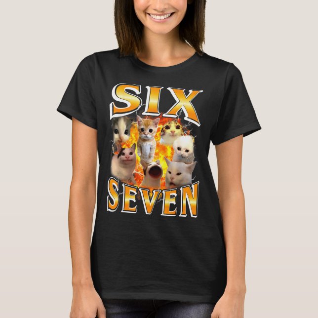 Funny 67 Meme Six Seven Cat Meme Funny Bootleg Gra T Shirt (Framsida)
