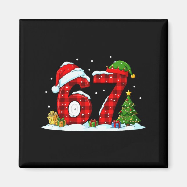 Funny 67 Meme Six Seven Christmas Buffalo Red Plai Magnet (Framsidan)