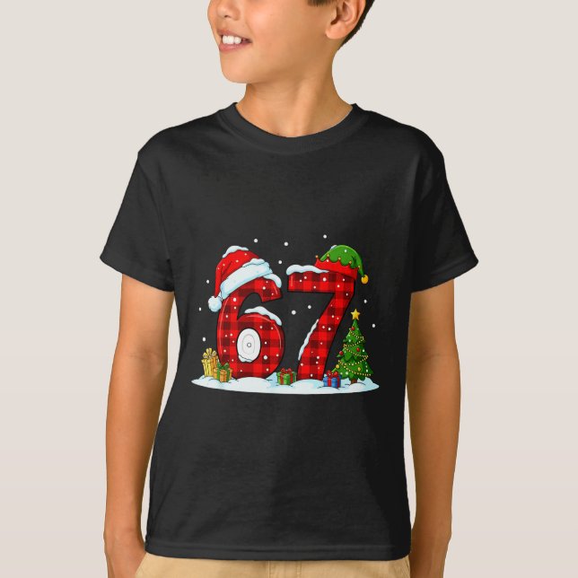 Funny 67 Meme Six Seven Christmas Buffalo Red Plai T Shirt (Framsida)