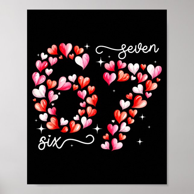 Funny 67 Meme Six Seven Heart Matching Couples Val Poster (Framsidan)