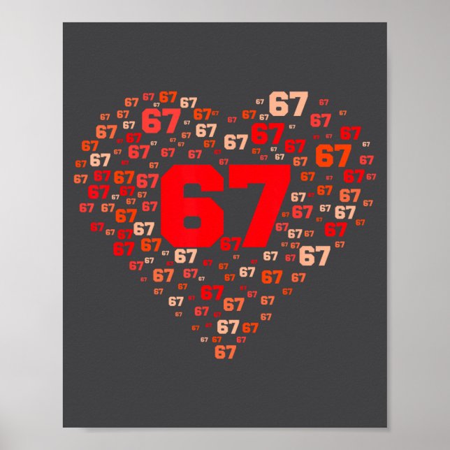 Funny 67 Meme Six Seven Heart Matching Couples Val Poster (Framsidan)