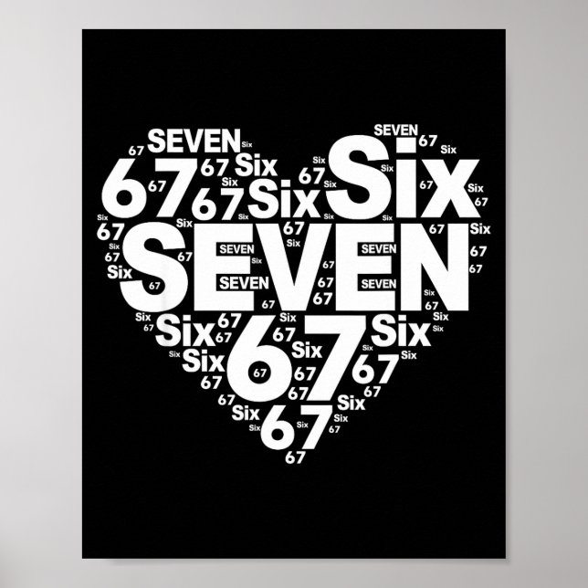 Funny 67 Meme Six Seven Heart Matching Couples Val Poster (Framsidan)