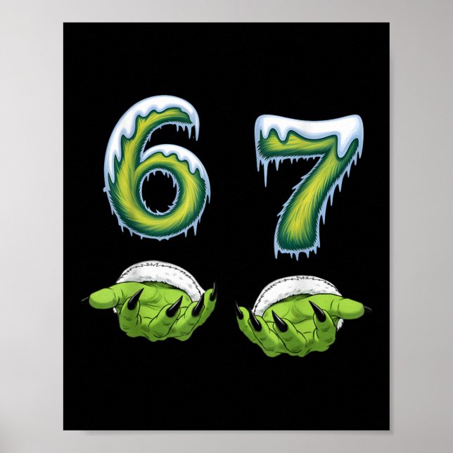 Funny 67 Meme Six Seven Scary Monster Hands Christ Poster (Framsidan)