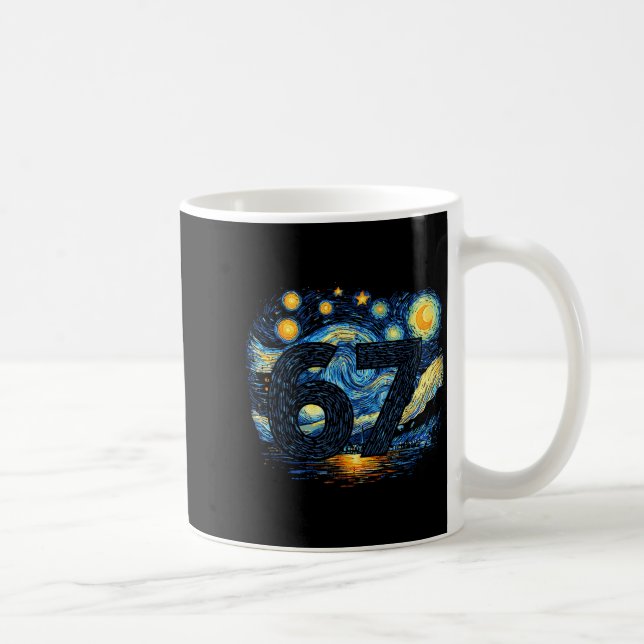 Funny 67 Meme Six Seven Starry Art Night  Kaffemugg (Höger)