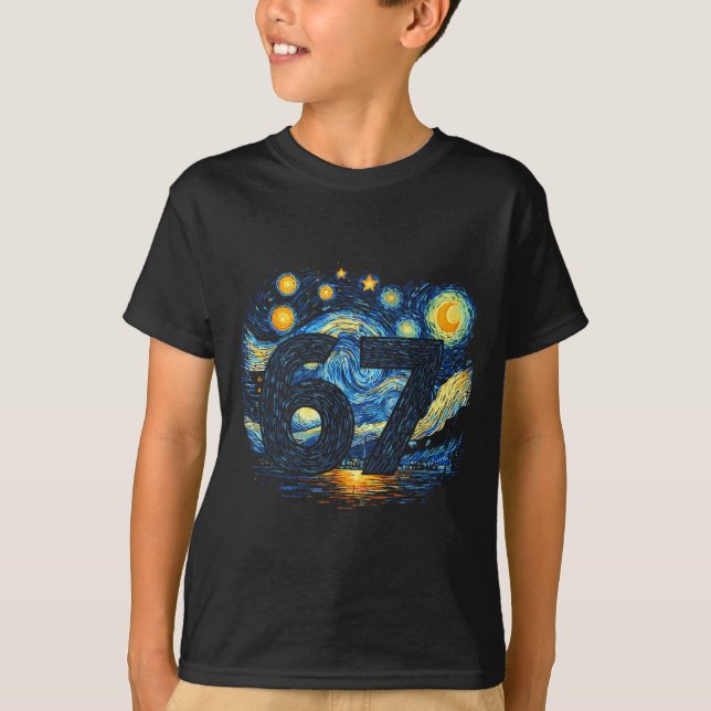 Funny 67 Meme Six Seven Starry Art Night  T Shirt (Framsida)
