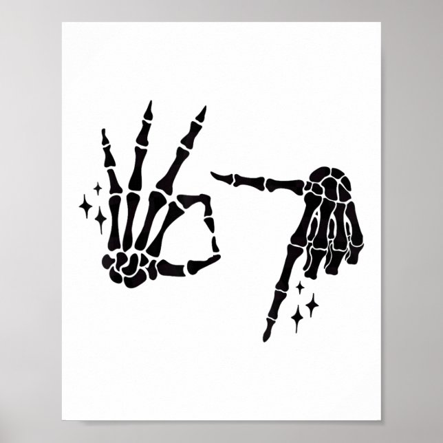 Funny 67 Meme Skeleton Hand 6 7 Halloween Six Seve Poster (Framsidan)