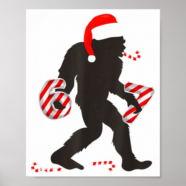Funny 67 Meme With Bigfoot And Candy Canes Christm Poster (Framsidan)