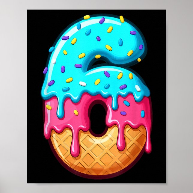 Funny 67 Number 6 Ice Cream Drip Meme Matching Gro Poster (Framsidan)