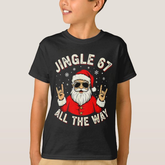 Funny 67 Rock On Santa Six Seven Trendy Meme Holid T Shirt (Framsida)