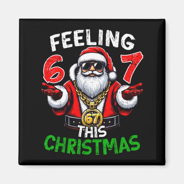 Funny 67 Santa Christmas Shirts Kids Teen Boys 6-7 Magnet (Framsidan)