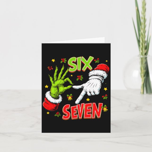 Funny 67 Santa Hand Christmas Six Seven Meme Teens Kort (Framsida)