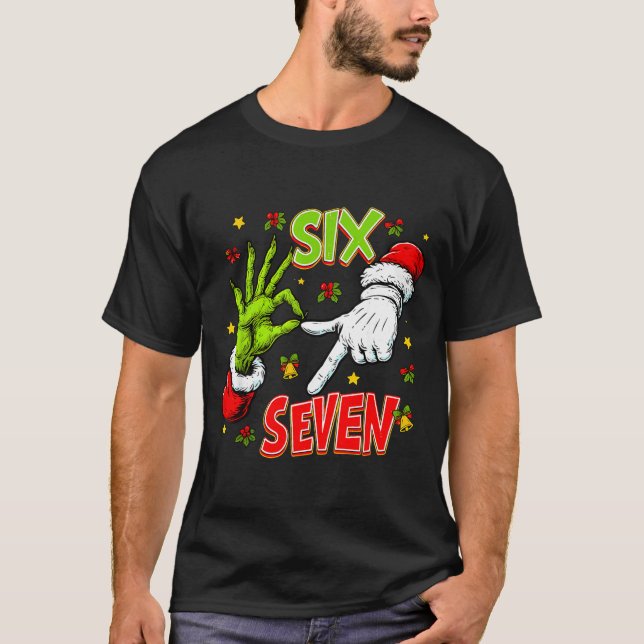 Funny 67 Santa Hand Christmas Six Seven Meme Teens T Shirt (Framsida)