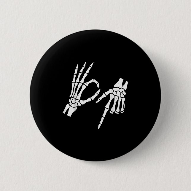 Funny 67 Sex Seven Meme Halloween Skeleton Händer Knapp (Framsida)