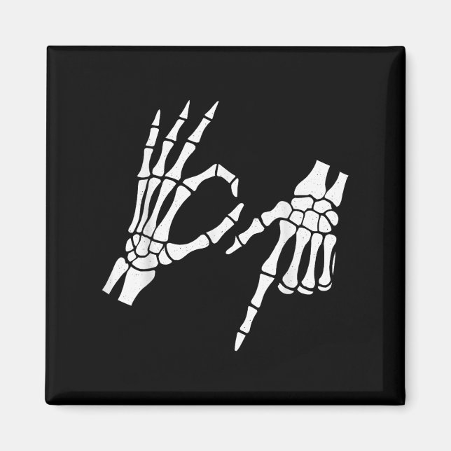 Funny 67 Sex Seven Meme Halloween Skeleton Händer Magnet (Framsidan)