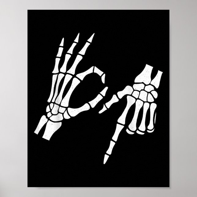 Funny 67 Sex Seven Meme Halloween Skeleton Händer Poster (Framsidan)