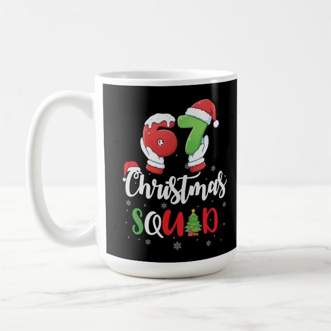 Funny 67 Six Seven Brianrot Christmas Squad Kaffemugg (Vänster)