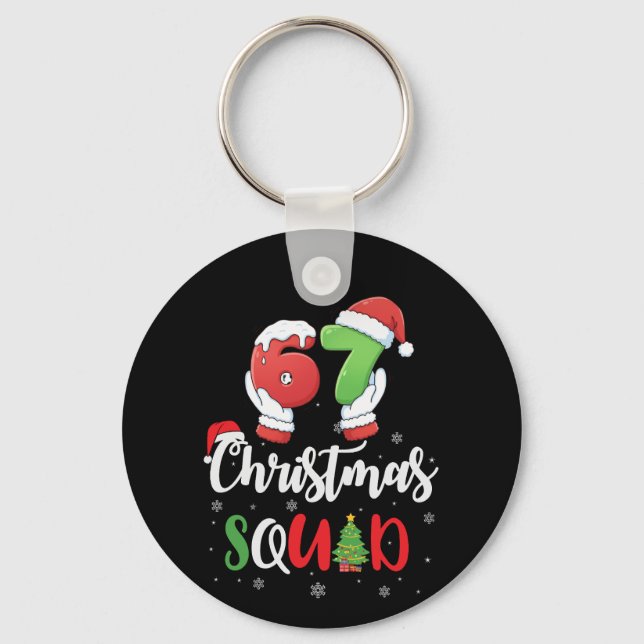 Funny 67 Six Seven Brianrot Christmas Squad Nyckelring (Framsida)