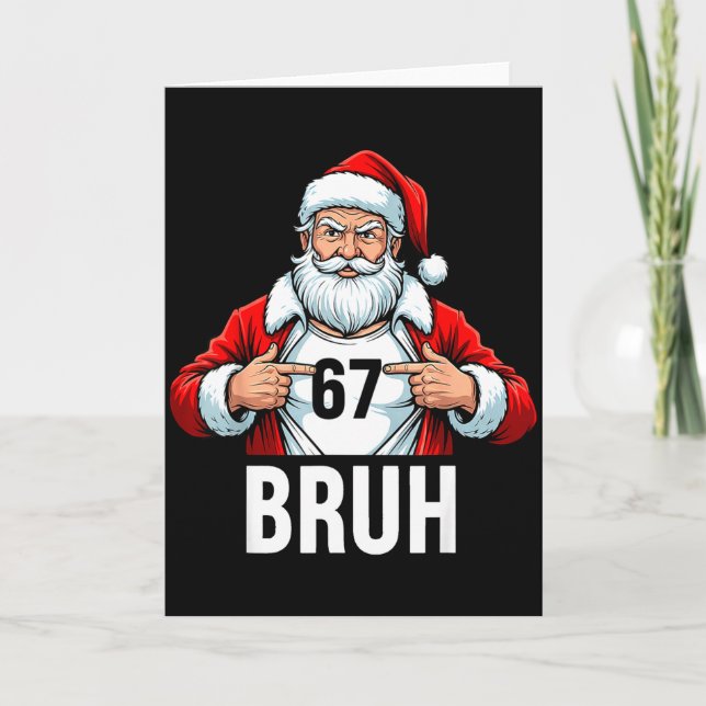 Funny 67 Six Seven Bruh Meme Christmas Santa Men W Kort (Framsida)