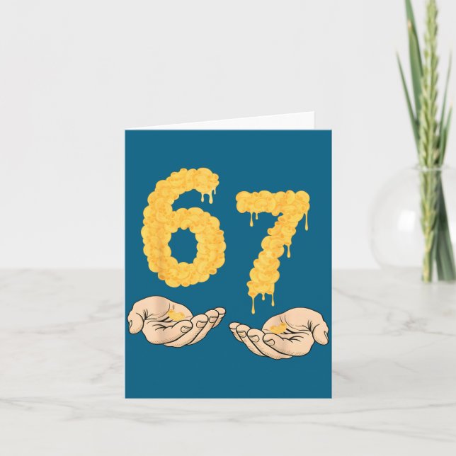 Funny 67 Six Seven Cheesy Mac &amp; Cheese 6 7 Kid Kort (Framsida)