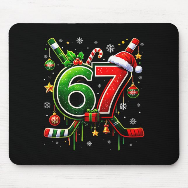 Funny 67 Six Seven Christmas Ice Hockey  Musmatta (Framsidan)