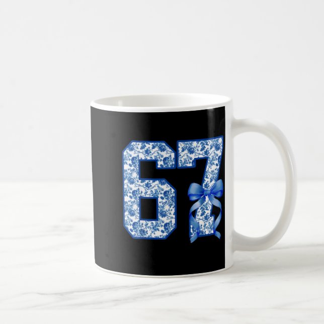 Funny 67 Six Seven Coquette Girly Blue Toile Women Kaffemugg (Höger)