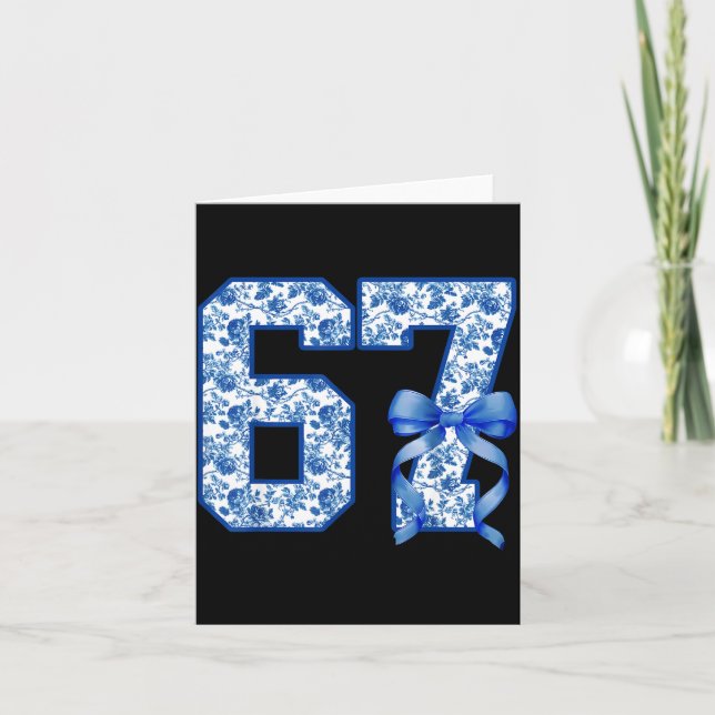 Funny 67 Six Seven Coquette Girly Blue Toile Women Kort (Framsida)