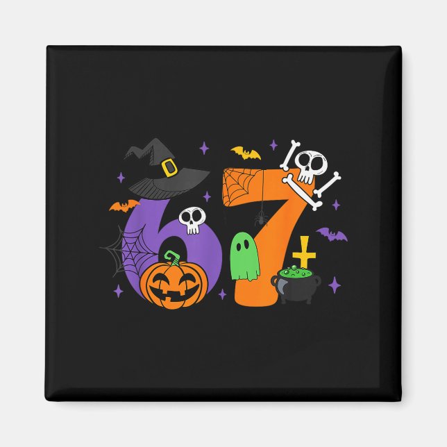 Funny 67 Six Seven Halloween Meme Gen Alpha  Magnet (Framsidan)