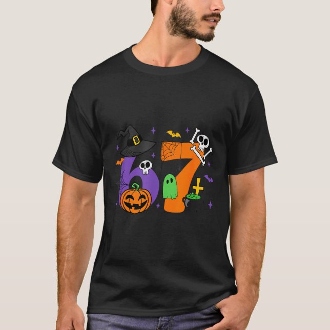 Funny 67 Six Seven Halloween Meme Gen Alpha  T Shirt (Framsida)