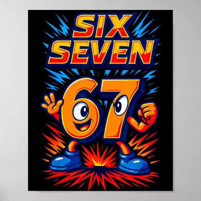 Funny 67 Six Seven Italian Brainrot Boys Girls 6 7 Poster (Framsidan)