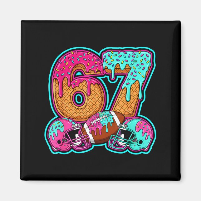 Funny 67 Six Seven Meme American Football Number # Magnet (Framsidan)