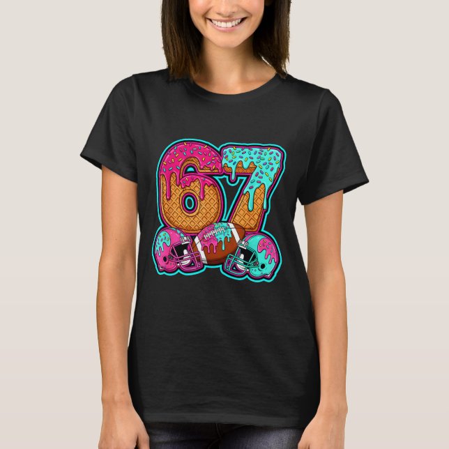 Funny 67 Six Seven Meme American Football Number # T Shirt (Framsida)