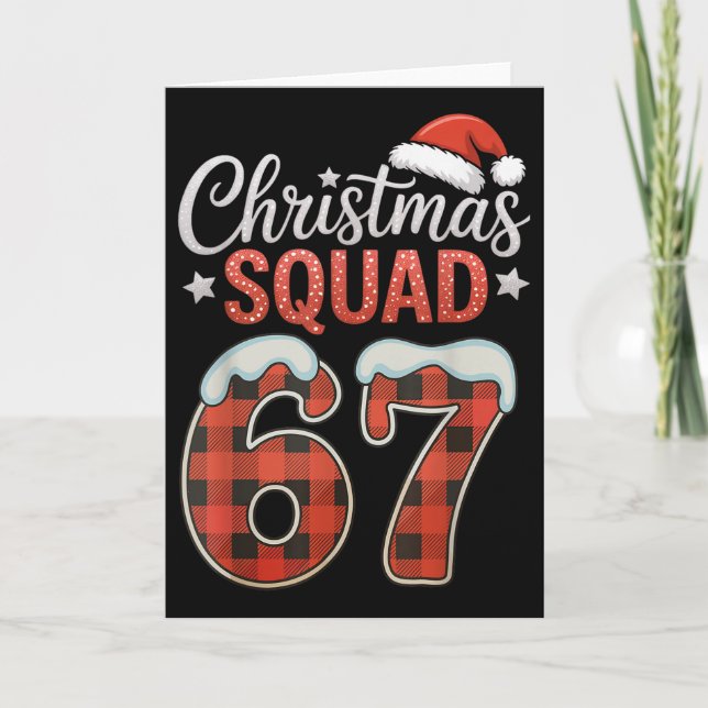 Funny 67 Six Seven Meme Brainrot 67 Christmas Squa Kort (Framsida)
