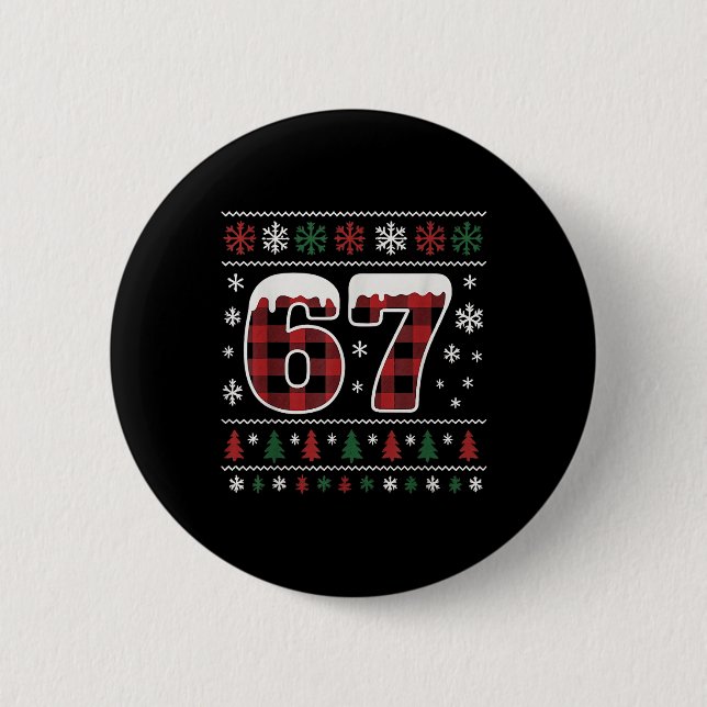 Funny 67 Six Seven Meme Brainrot Cringe Christmas  Knapp (Framsida)