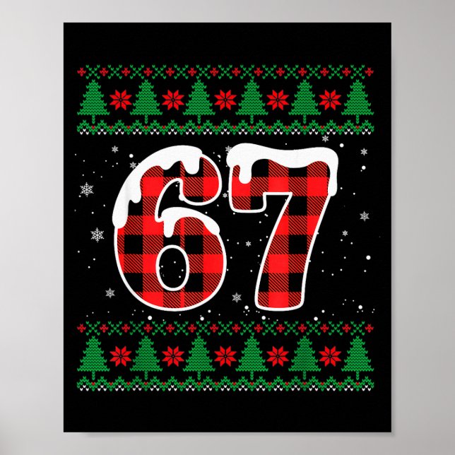 Funny 67 Six Seven Meme Brainrot Cringe Christmas  Poster (Framsidan)