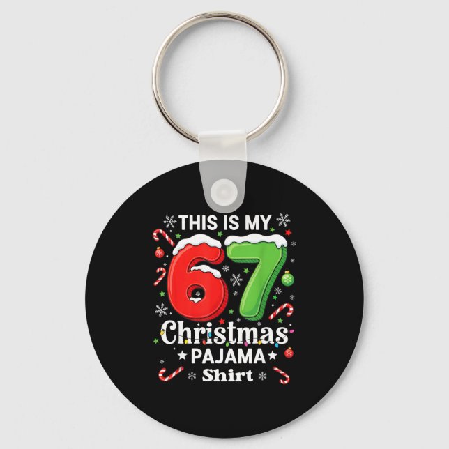 Funny 67 Six Seven Meme Christmas Pajama Shirt Kid Nyckelring (Framsida)