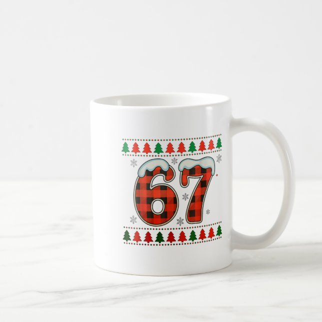 Funny 67 Six Seven Squad Meme Christmas Ugly Sweat Kaffemugg (Höger)