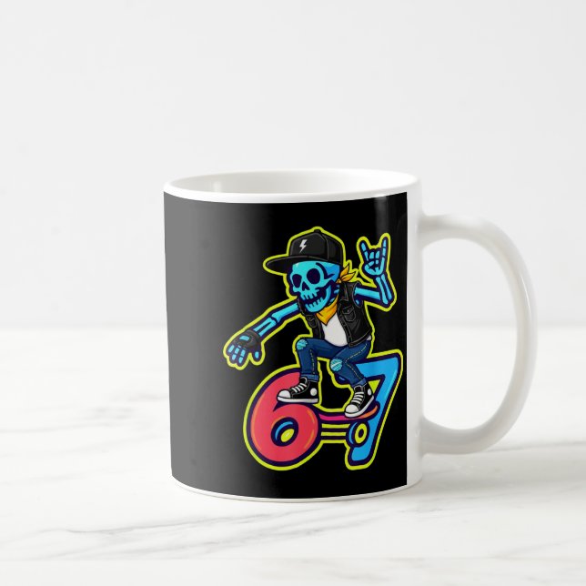 Funny 67 Skeleton Skater Meme Retro Skateboarding  Kaffemugg (Höger)
