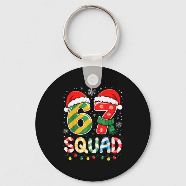 Funny 67 Squad Candy Cane Santa Hat Christmas Men  Nyckelring (Framsida)