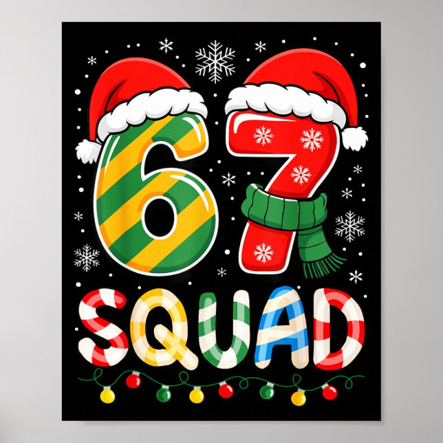 Funny 67 Squad Candy Cane Santa Hat Christmas Men  Poster (Framsidan)