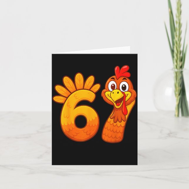 Funny 67 Thanksgiving Meme Turkey Six Seven Costum Kort (Framsida)