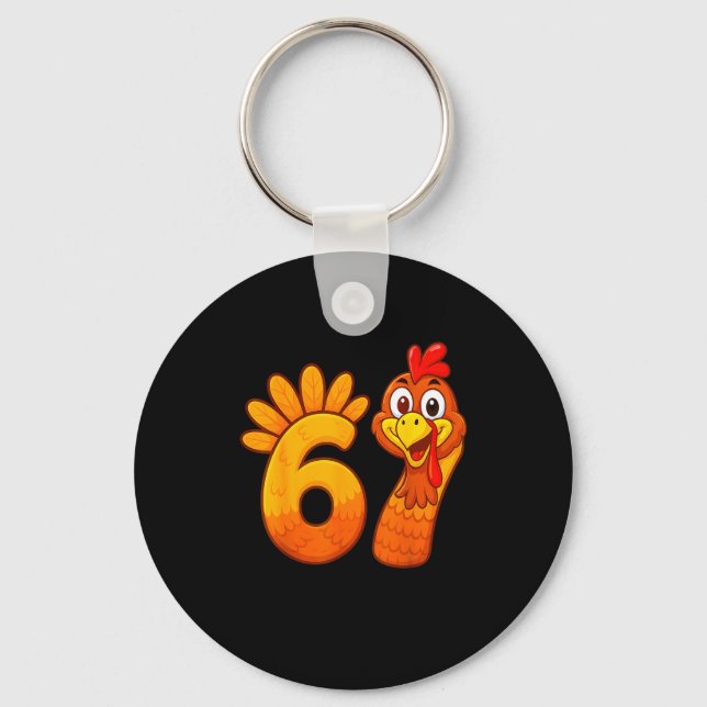 Funny 67 Thanksgiving Meme Turkey Six Seven Costum Nyckelring (Framsida)