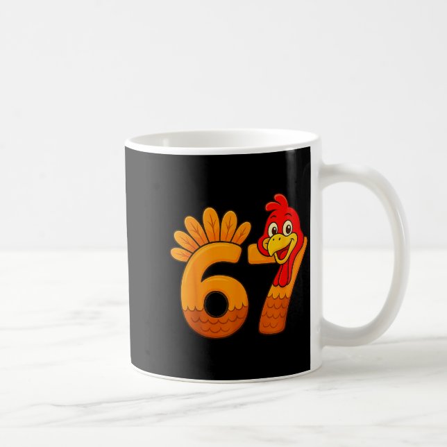 Funny 67 Thanksgiving Turkey Face 67 Number  Kaffemugg (Höger)