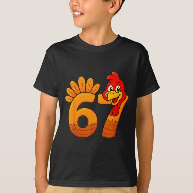 Funny 67 Thanksgiving Turkey Face 67 Number  T Shirt (Framsida)