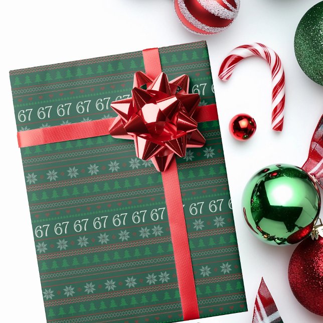 Funny 67 Ugly Christmas Sweater Party 6 7 Presentpapper (Skapare uppladdad)